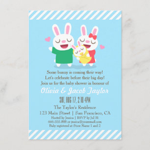 Couples de lapin et invitations mignons de baby