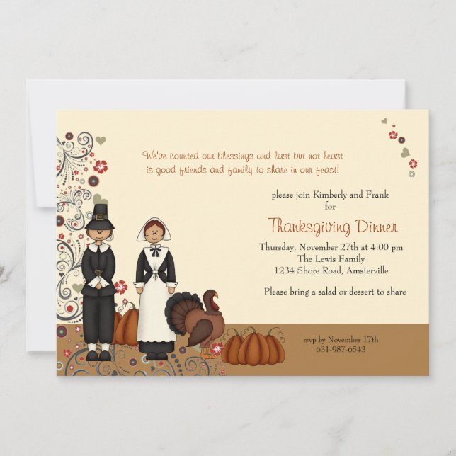Couples de thanksgiving - invitation de vacances (Devant)