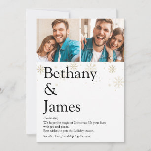 Couples Definition 2 Photo Gold Snow Christmas Holiday Card