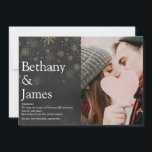 Couples Definition Chalkboard Christmas Photo Holiday Card<br><div class="desc">Share your definition of what the Christmas holiday season means to you with these elegant,  boho holiday cards. Featuring your special photo,  names and holiday message set in modern typography,  and elegant gold snowflakes on a chalkboard background. Designed by Thisisnotme©</div>