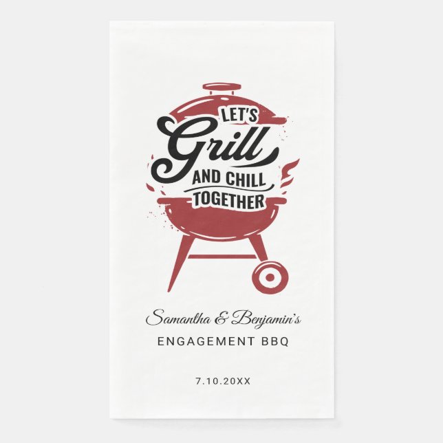 Couples Engagement BBQ Summer Grill Party Napkin (Front)
