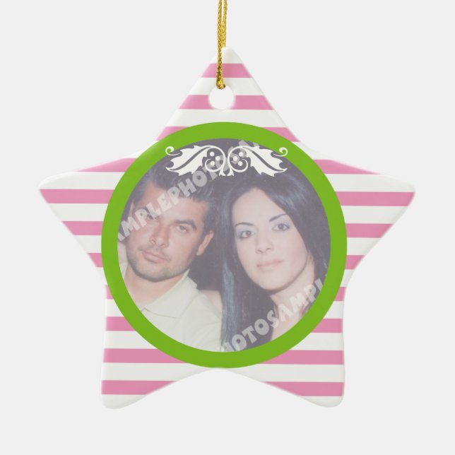 Couple's firs/1st Christmas wedding photo ornament (Front)