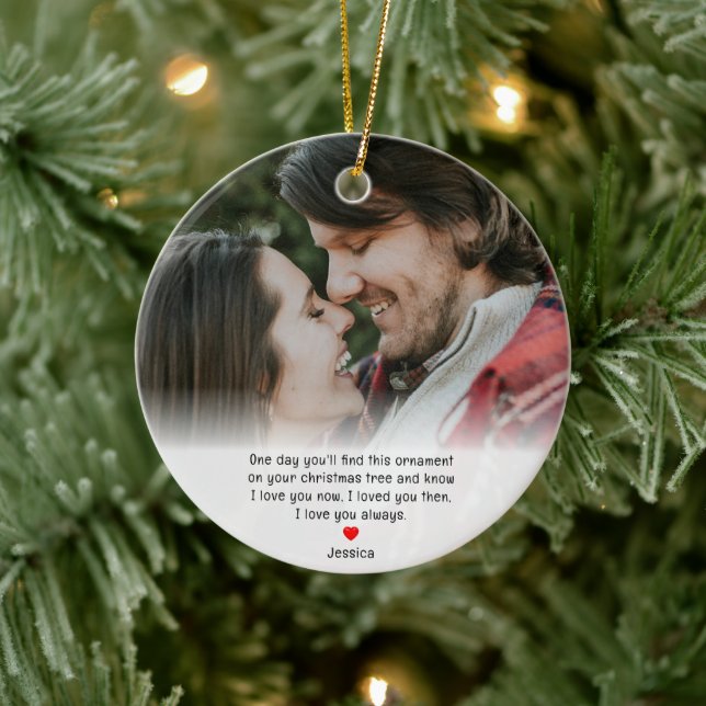 Couples First Christmas Girlfriend Anniversary Ceramic Ornament (Tree)