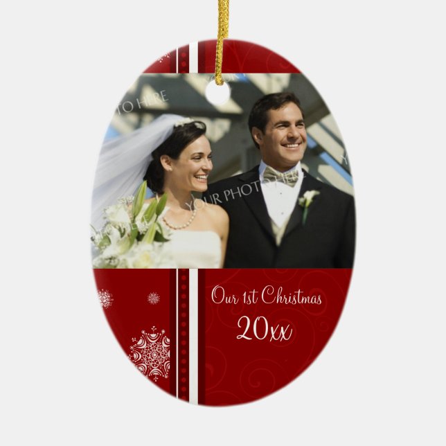 Couple's First Christmas Photo Christmas Ornament (Front)