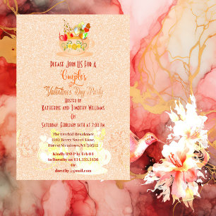 Couples Floral Hearts Teacup Valentines Day Party  Invitation