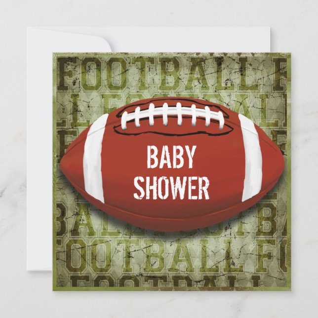Couples Football Baby Shower Green Grunge Invitation (Front)