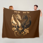 Couples Gold Dragons Add Names 60"x80" Fleece Blanket<br><div class="desc">Add The Names you want to this lovely Golden Dragons Couple Blanket - or remove the names by just blanking the personalize box. - - See more great Dragon Gifts in my Store.</div>
