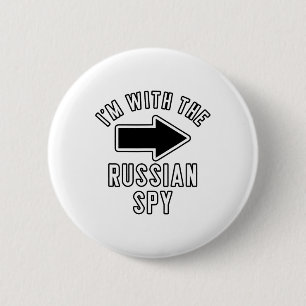 Couples Halloween Costume I'm With The Russian Spy 2 Inch Round Button