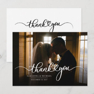 Couples Hand-Lettered Wedding Photo Thank You Card