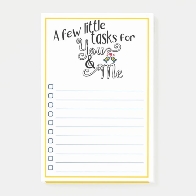 Couples Husband & Wife Chores To Do List Post-it Notes (Front)