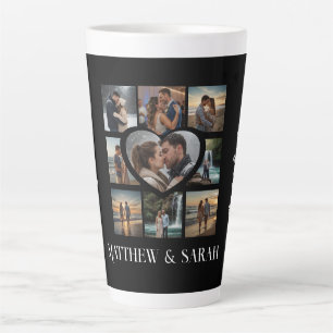 Couples I Love You Heart Nine Photo Latte Mug