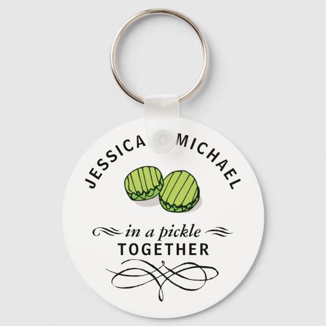 Couples' In a Pickle Together Personalized Keychain (Front)