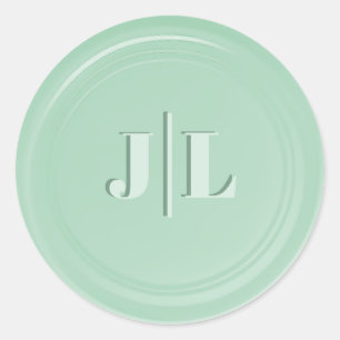 Couples Initial Monogram Faux Wax Seal Design Mint