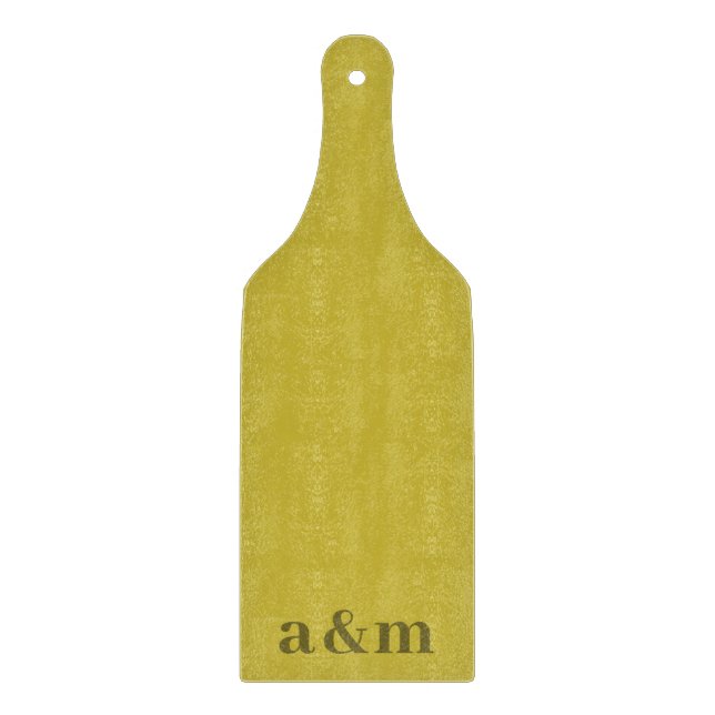 Couple's Initials Monogram Dark Gold Minimalist Cutting Board (Front)