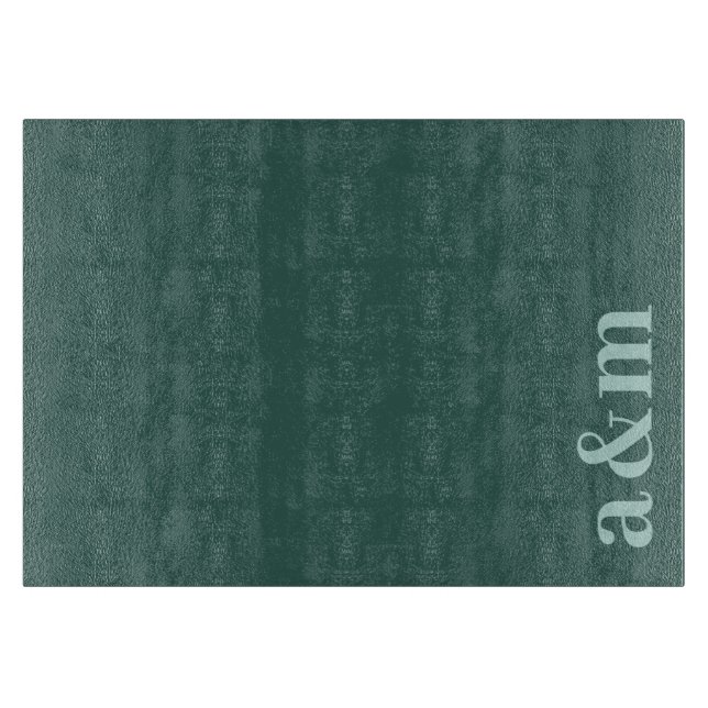 Couple's Initials Monogram Dark Teal Minimalist Cutting Board (Front)