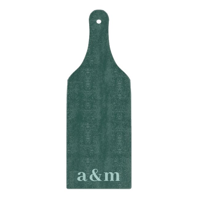 Couple's Initials Monogram Dark Teal Minimalist Cutting Board (Front)