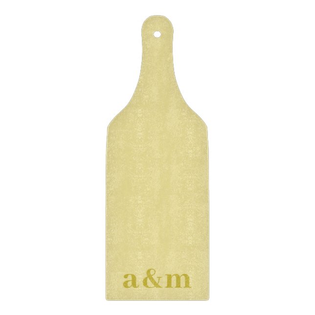 Couple's Initials Monogram Pale Yellow Minimalist Cutting Board (Front)
