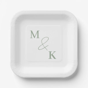Couples Initials Monogram Paper Plate