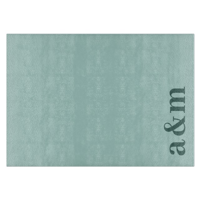 Couple's Initials Monogram Teal Blue Minimalist Cutting Board (Front)
