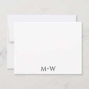Couple's Initials Newlyweds Black White Stationery Card