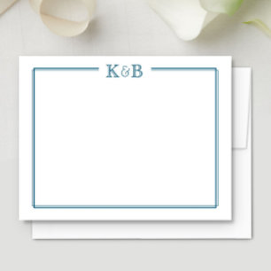 Couple's Initials Newlyweds Monogram Blue Card