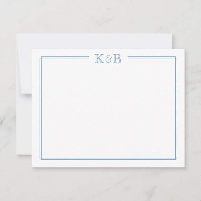 Couple's Initials Newlyweds Monogram Stationery Card (Front)