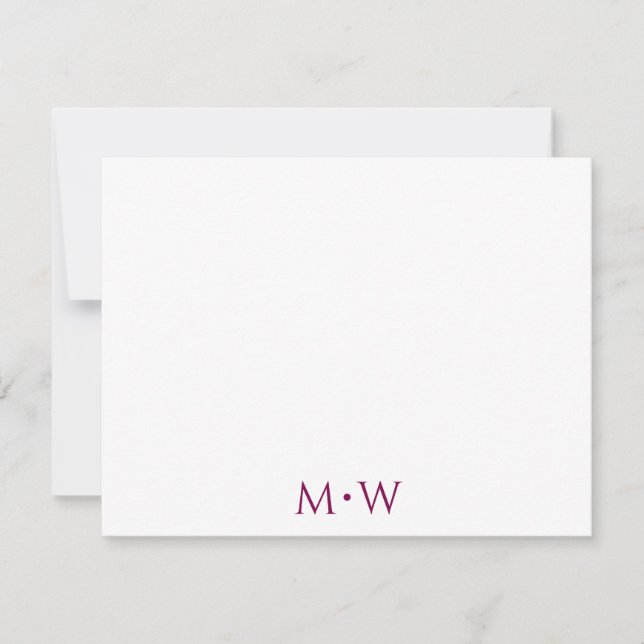 Couple's Initials Newlyweds Wine Red Stationery Card (Front)