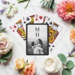 Couples Initials Retro Photo Monogram Black Playing Cards<br><div class="desc">customize with your own photo and initials; keep or remove the border as desired</div>