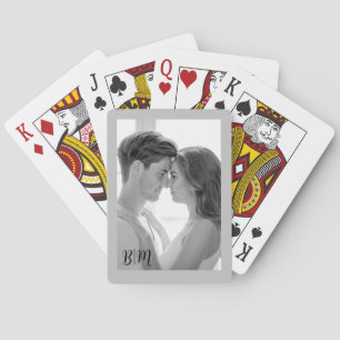 Couples Initials Retro Photo Monogram Playing Card