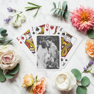 Couples Initials Retro Photo Monogram Playing Cards