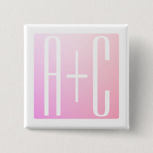 Couple's Initials   Subtle Pink Gradation 2 Inch Square Button