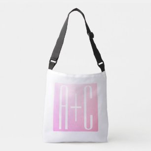 Couple's Initials   Subtle Pink Gradation Crossbody Bag