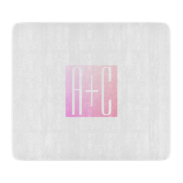 Couple's Initials | Subtle Pink Gradation Cutting Board (Front)