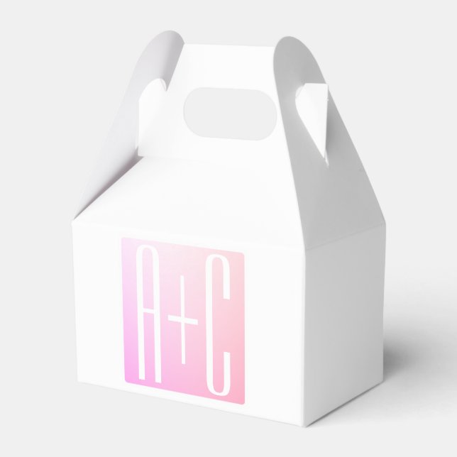 Couple's Initials | Subtle Pink Gradation Favor Box (Front Side)