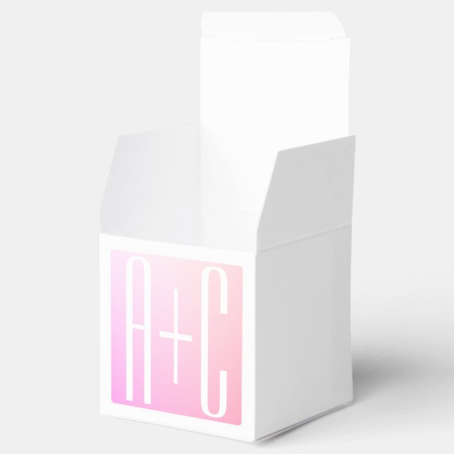 Couple's Initials | Subtle Pink Gradation Favor Box (Opened)