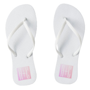 Couple's Initials   Subtle Pink Gradation Flip Flops