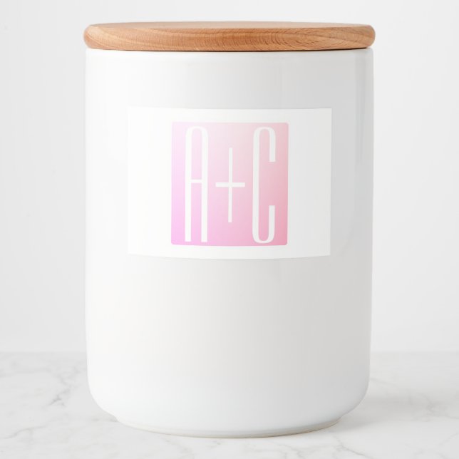Couple's Initials | Subtle Pink Gradation Food Label (Front)