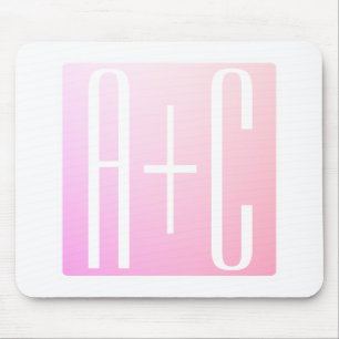 Couple's Initials   Subtle Pink Gradation Mouse Pad