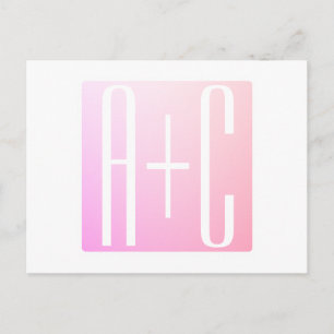 Couple's Initials Subtle Pink Gradation Postcard