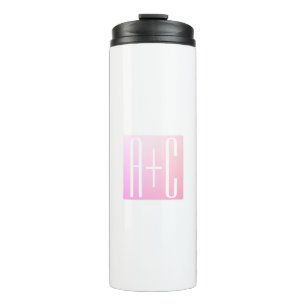 Couple's Initials   Subtle Pink Gradation Thermal Tumbler