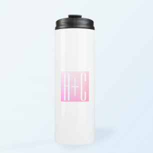 Couple's Initials   Subtle Pink Gradation Thermal Tumbler