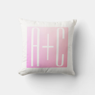 Couple's Initials   Subtle Pink Gradation Throw Pillow