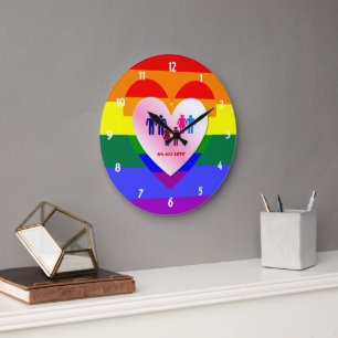 Couples Inside the All Love Pride Heart Large Clock