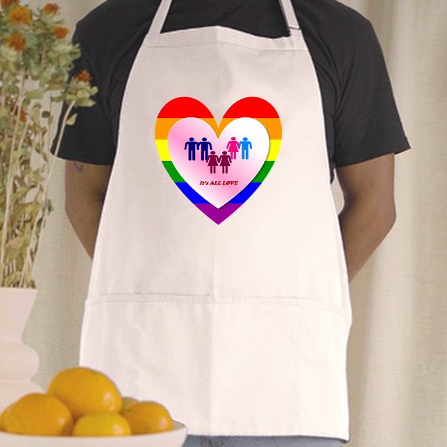 Couples Inside the All Love Pride Heart Standard Apron (Couples Inside the All Love Pride Heart Adult Apron)