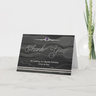 Couples Joint Milestone Birthday Amethyst Gem Thank You Card