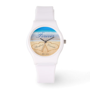 Couples ke Personalized Forever Hearts in Sand Watch
