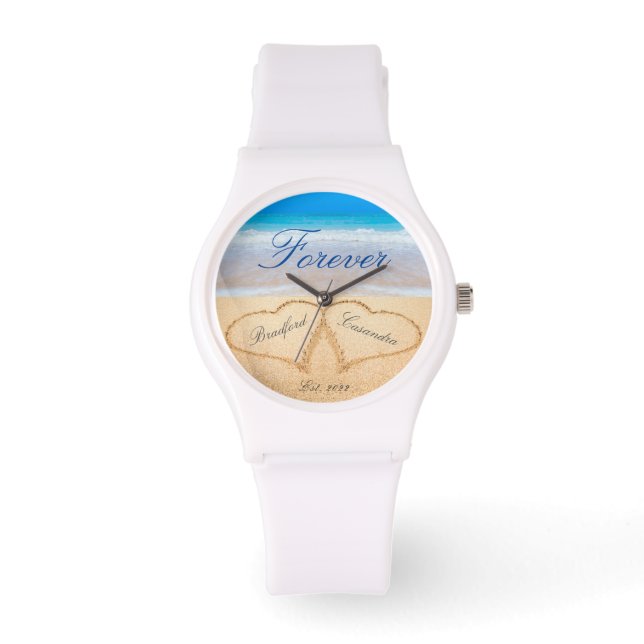  Couples ke Personalized Forever | Hearts in Sand  Watch (Front)
