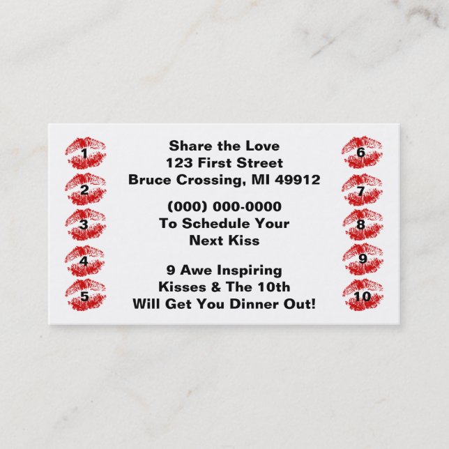 Couples Keep Romance Alive Punch Cards Love Loyal (Front)