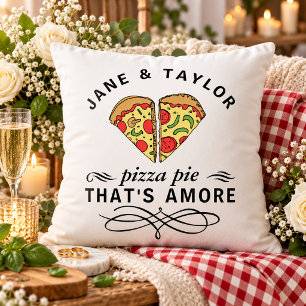 Couples Love Pizza Add Names Throw Pillow