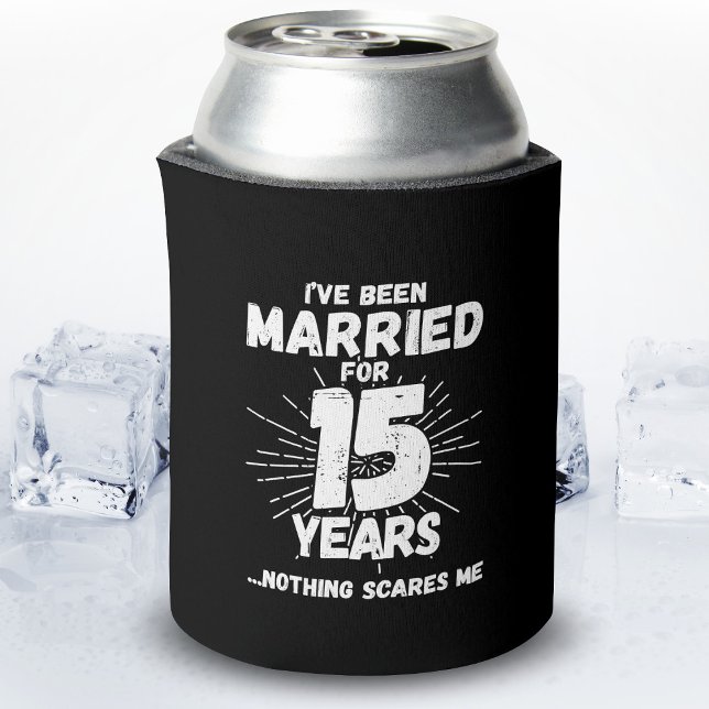 Couples Married 15 Years Funny 15th Anniversary Can Cooler (Creator Uploaded)